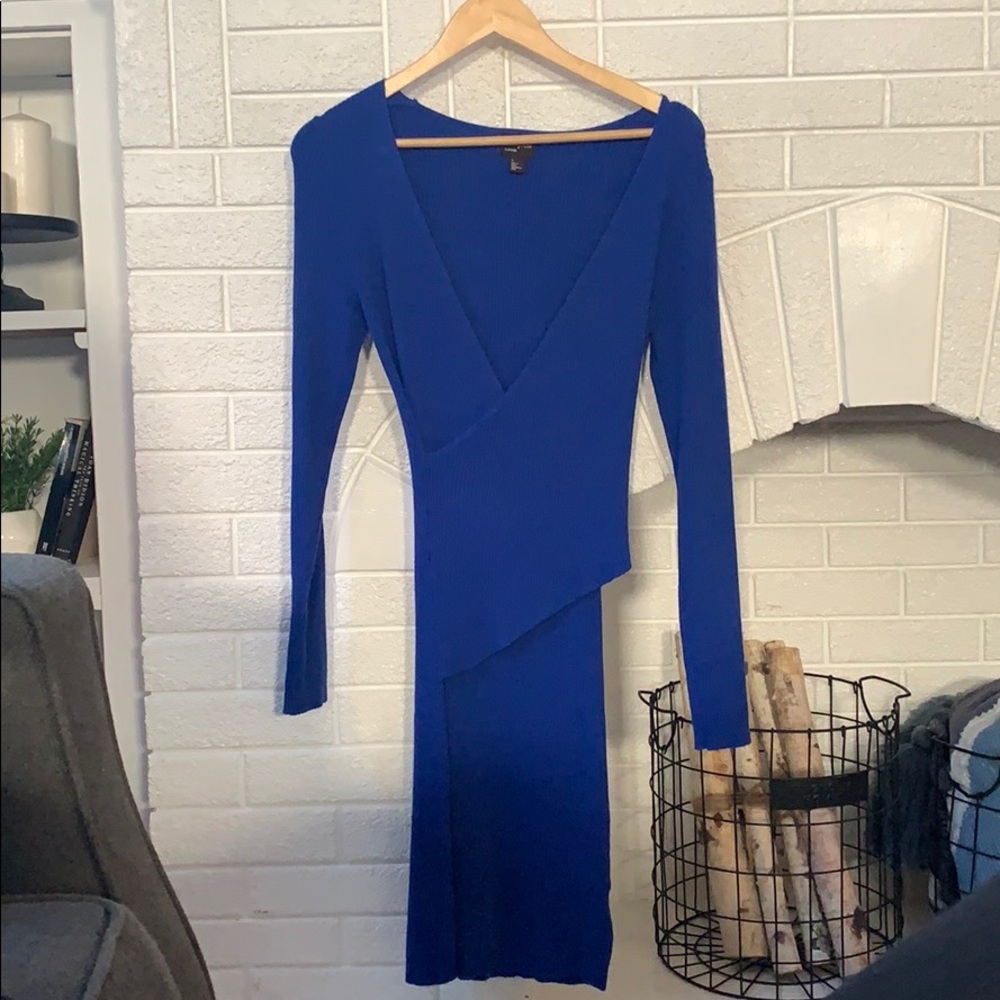 Blue sweater dress knee length Free Press